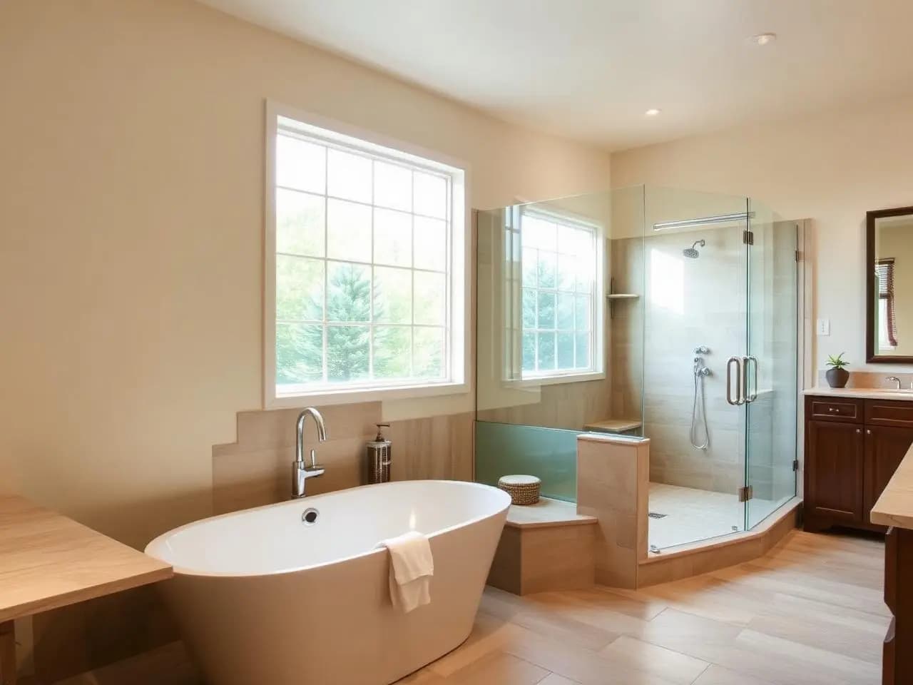 Updated bathroom with glass shower, modern tile, and clean contemporary fixtures