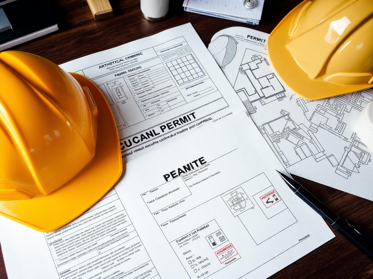 ADU permit paperwork and construction plans on a jobsite table