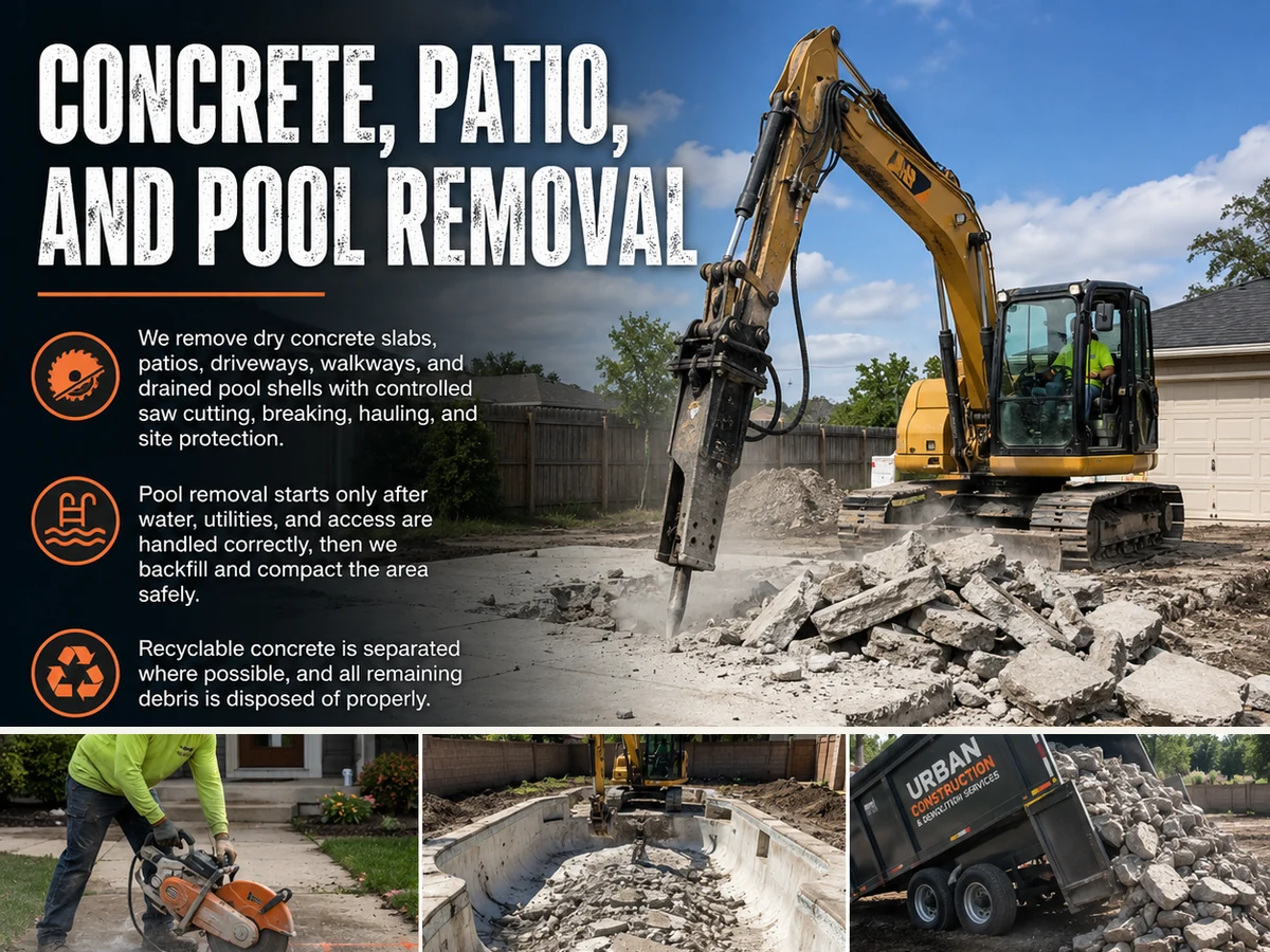 Concrete, Patio, And Pool Removal