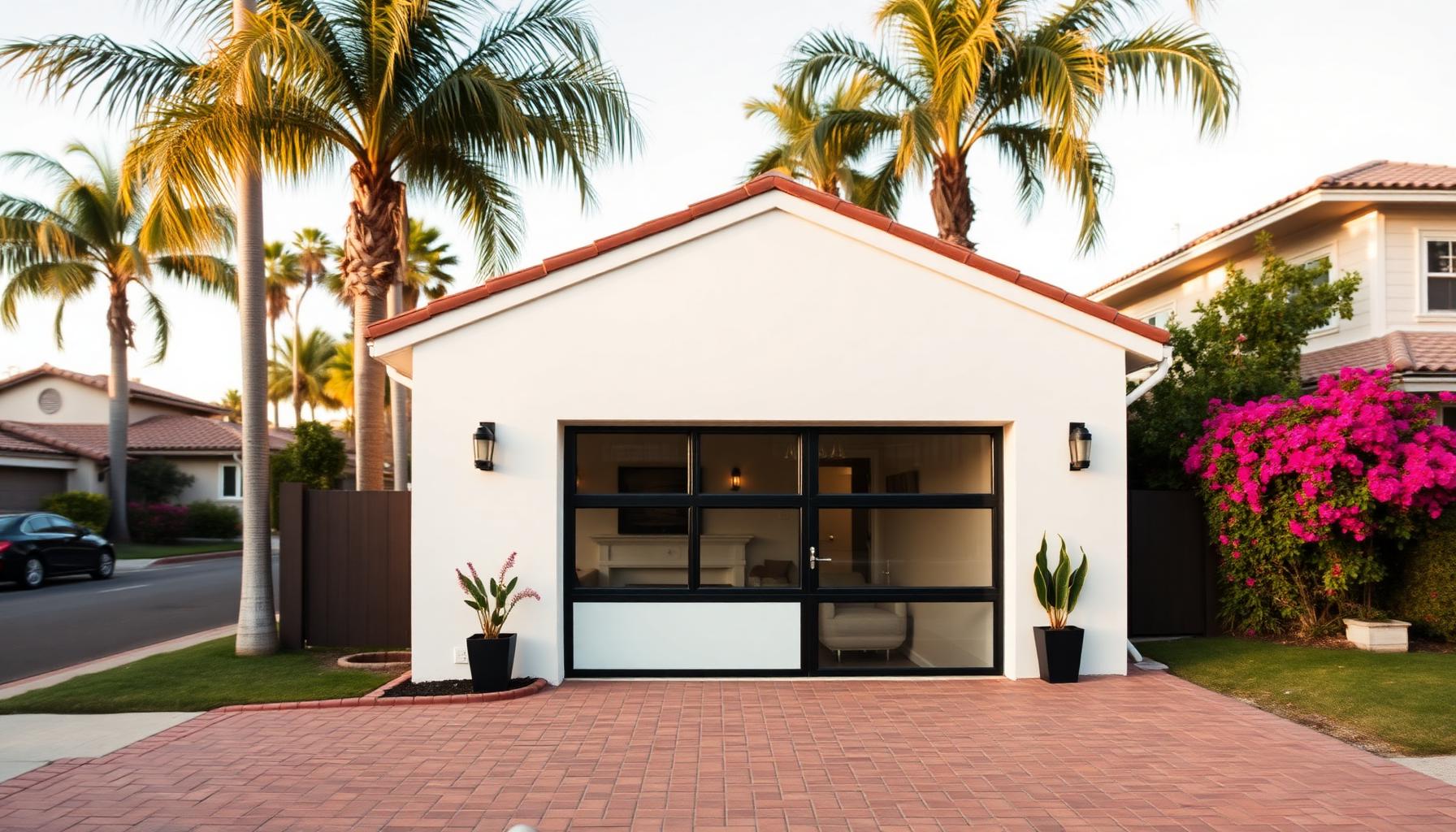 Converted garage ADU in a Long Beach neighborhood with Southern California landscaping