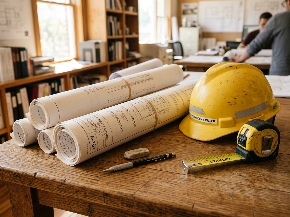 Permit documents and approved plans for a residential home addition