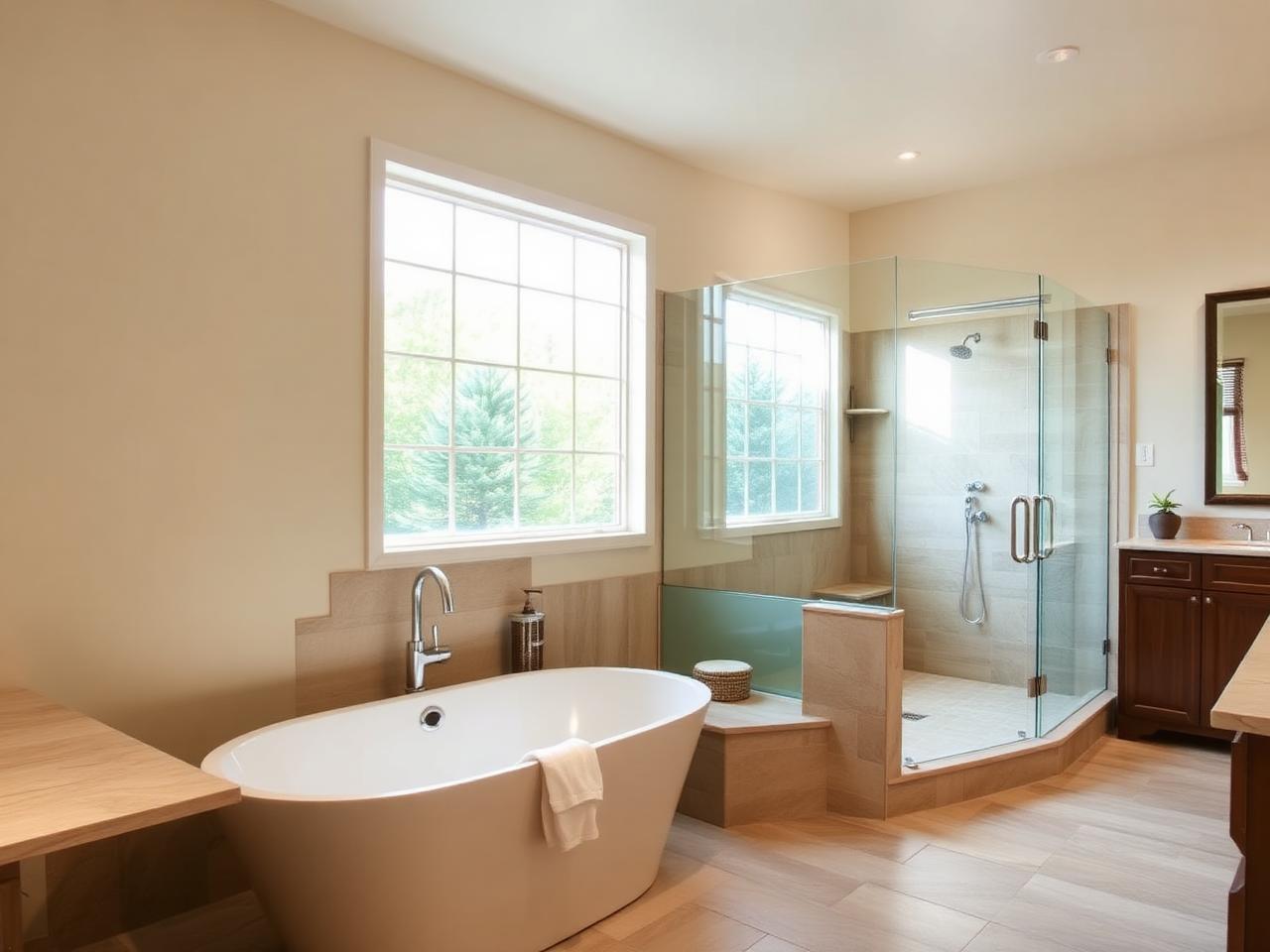 Updated bathroom with glass shower, modern tile, and clean contemporary fixtures