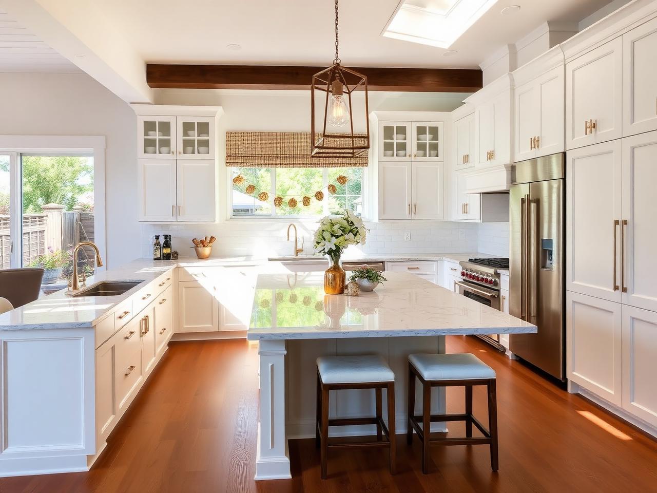 Bright remodeled kitchen with updated cabinetry, counters, and an open residential layout