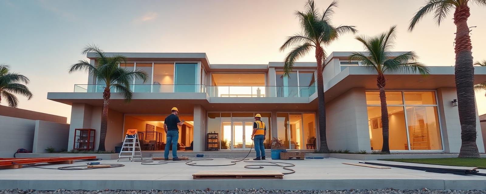 Urban Construction team building a luxury Long Beach home